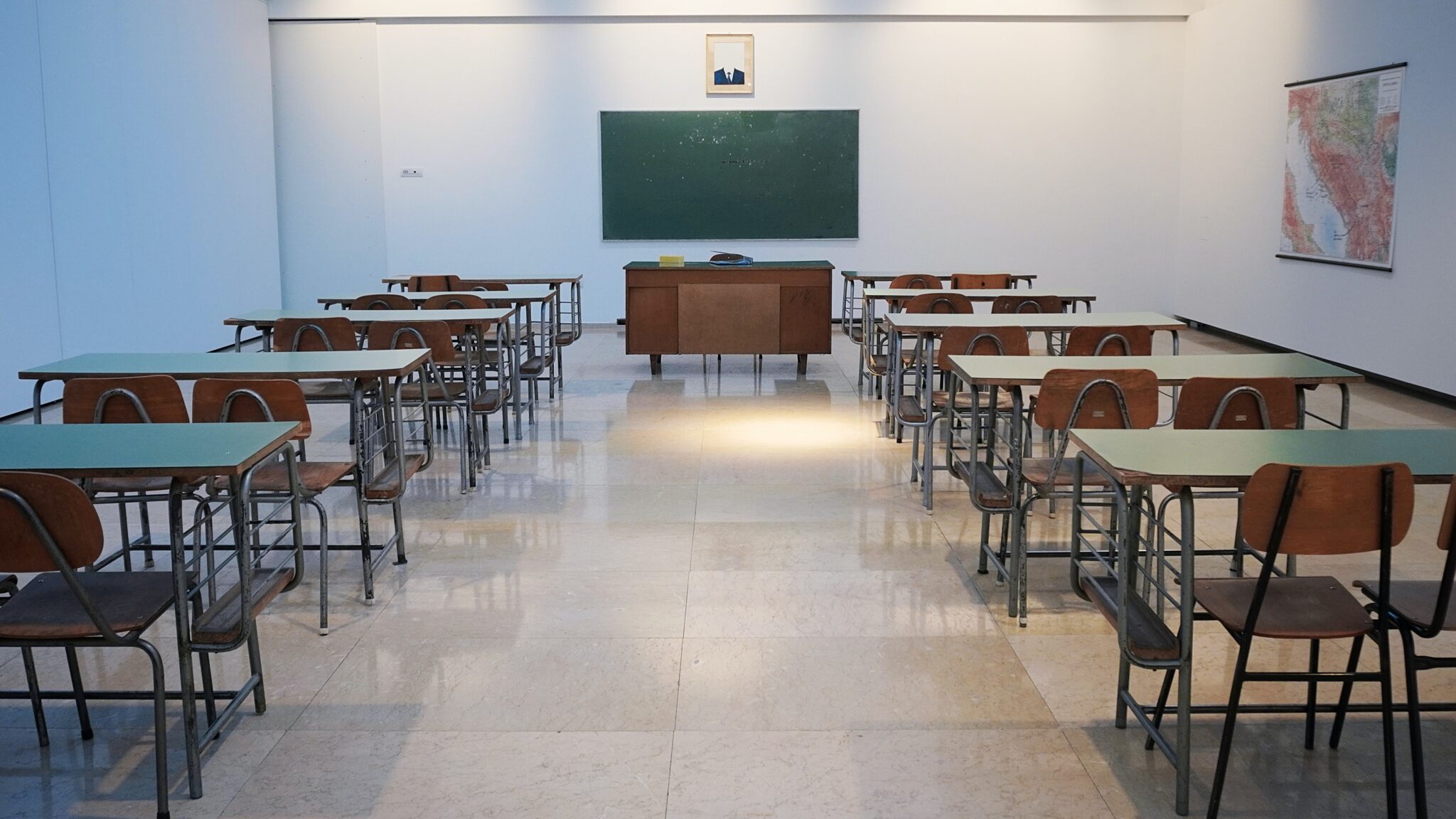 An empty school class room
